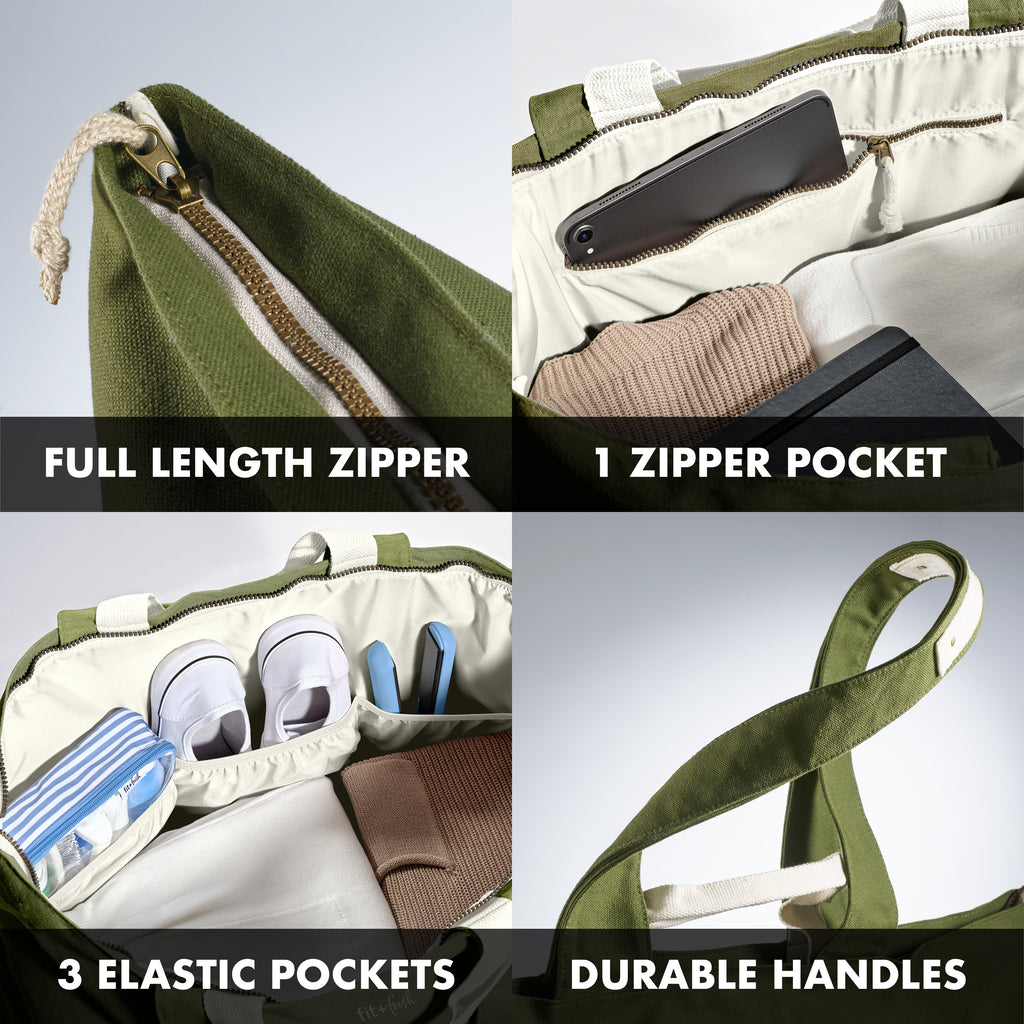 fit & fresh voyager travel commuter tote bag All The Things XL Travel Tote Bag, Olive – Fit + Fresh Online Store