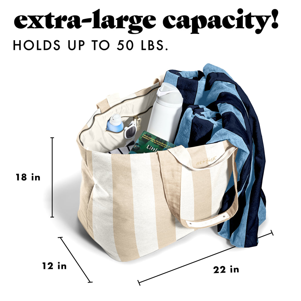 All The Things XL Travel Tote Bag, Pina Colada Cabana Stripe