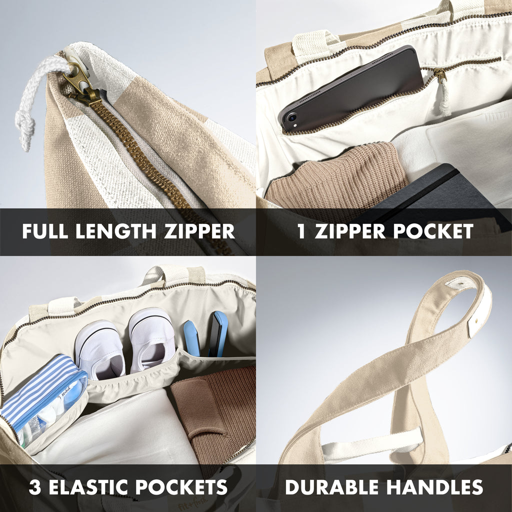 All The Things XL Travel Tote Bag, Pina Colada Cabana Stripe