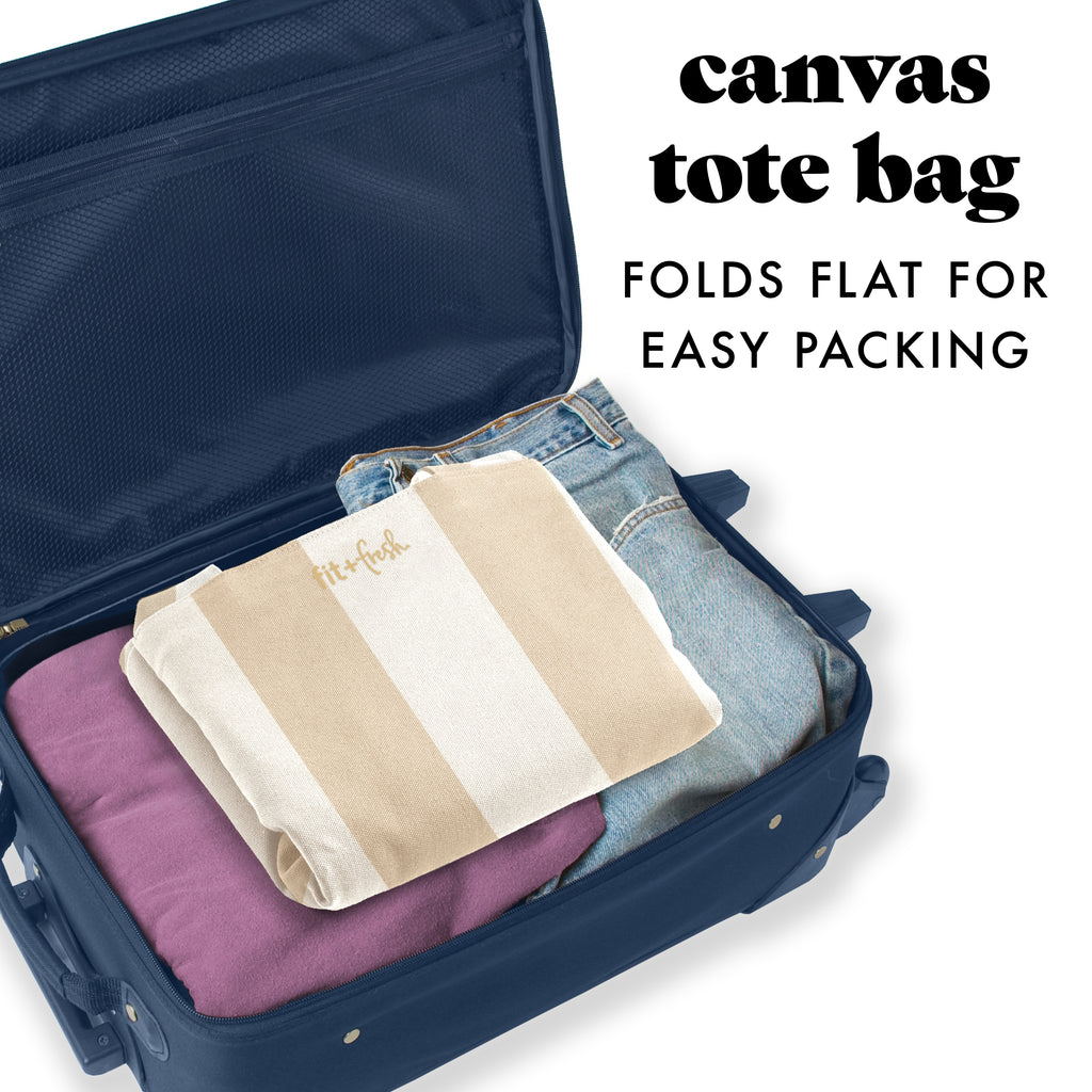 All The Things XL Travel Tote Bag, Pina Colada Cabana Stripe