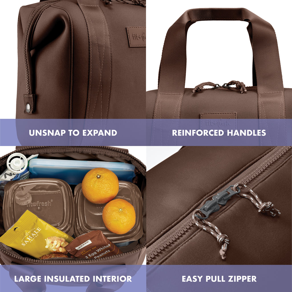 Remi Neoprene Lunch Bag with Lunch Kit, Dark Chocolate