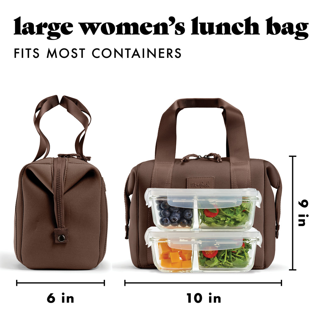 Remi Neoprene Lunch Bag with Lunch Kit, Dark Chocolate