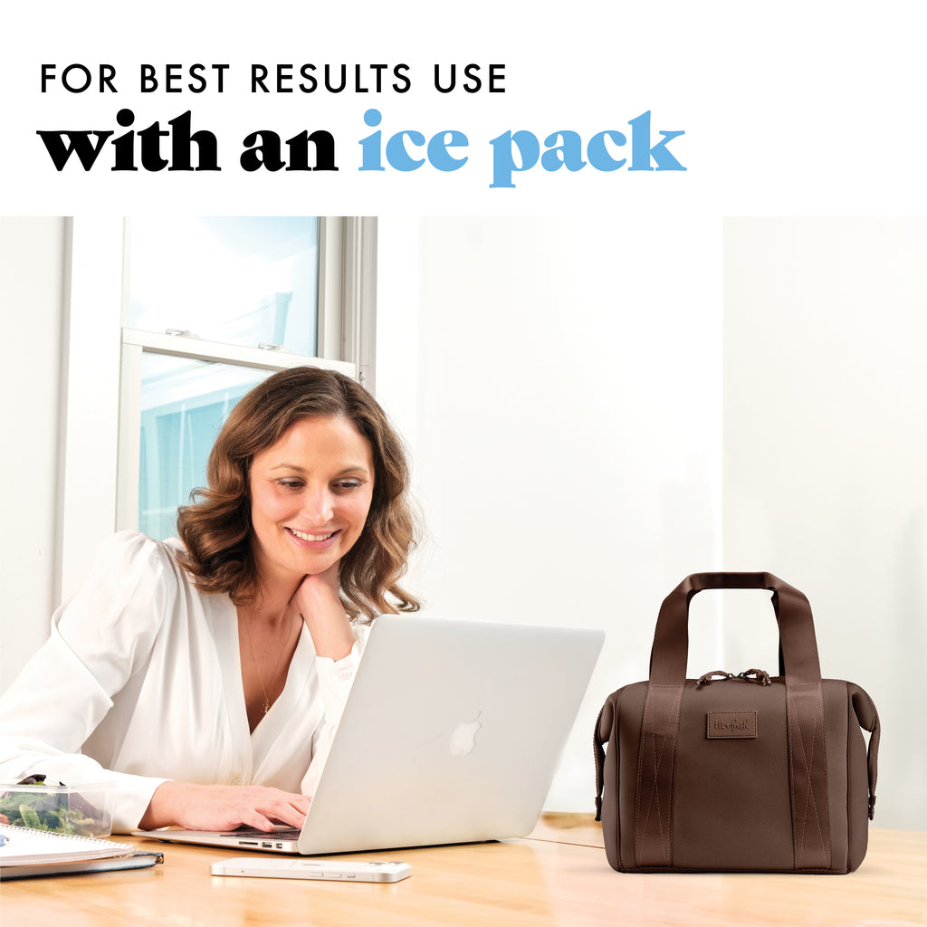 Remi Neoprene Lunch Bag with Lunch Kit, Dark Chocolate