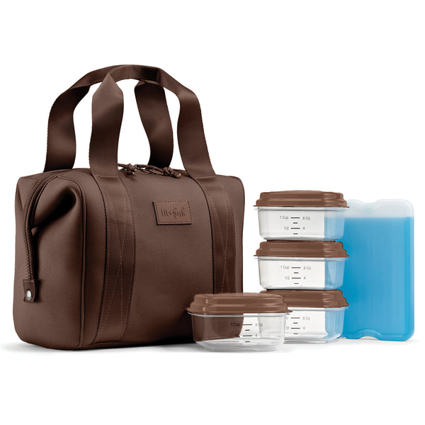 Remi Neoprene Lunch Bag with Lunch Kit, Dark Chocolate