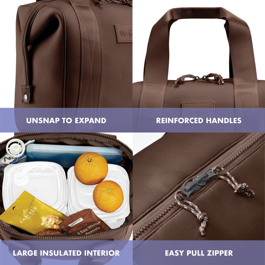 Remi Neoprene Lunch Bag with Lunch Kit, Dark Chocolate