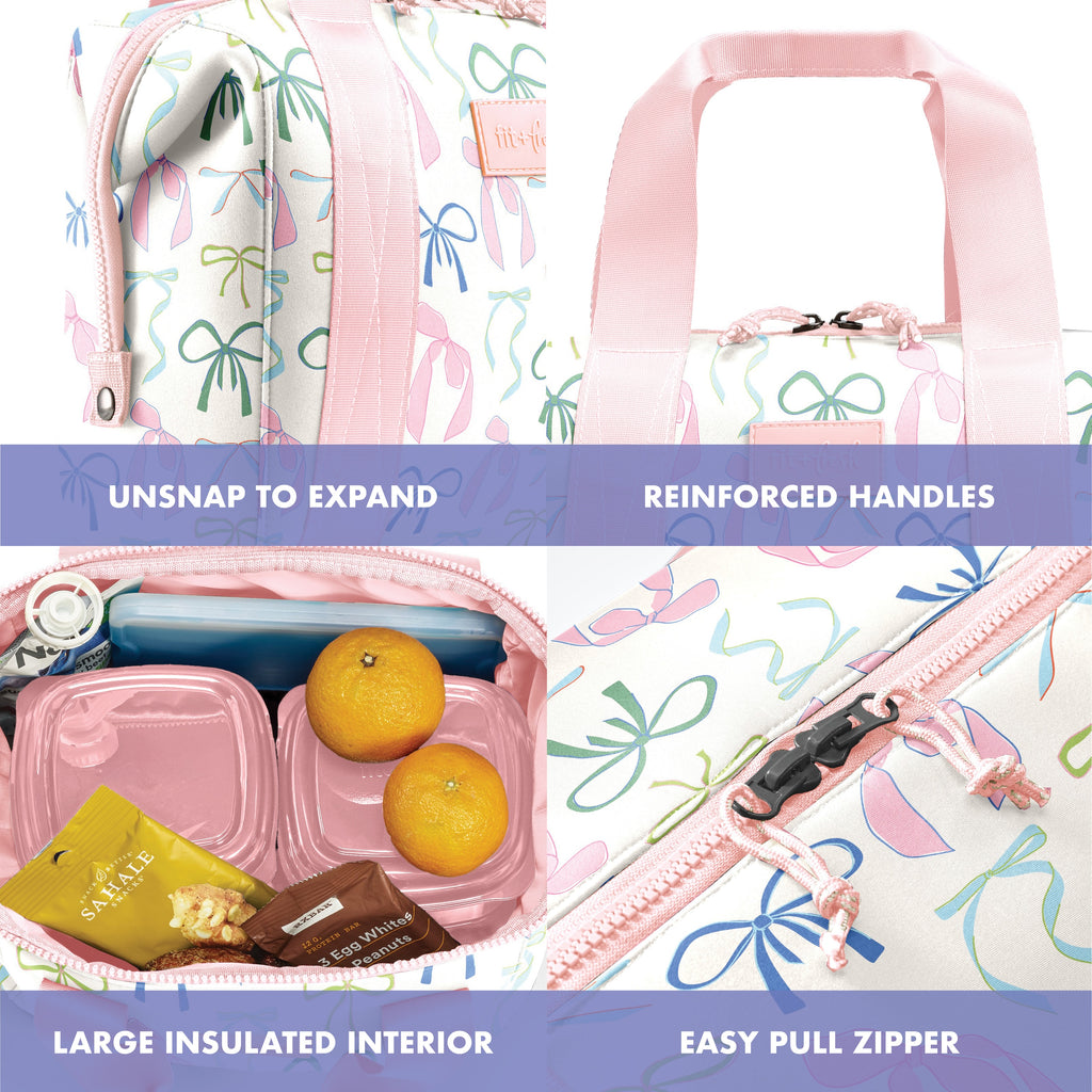 Remi Neoprene Lunch Bag with Lunch Kit, Dainty Bows
