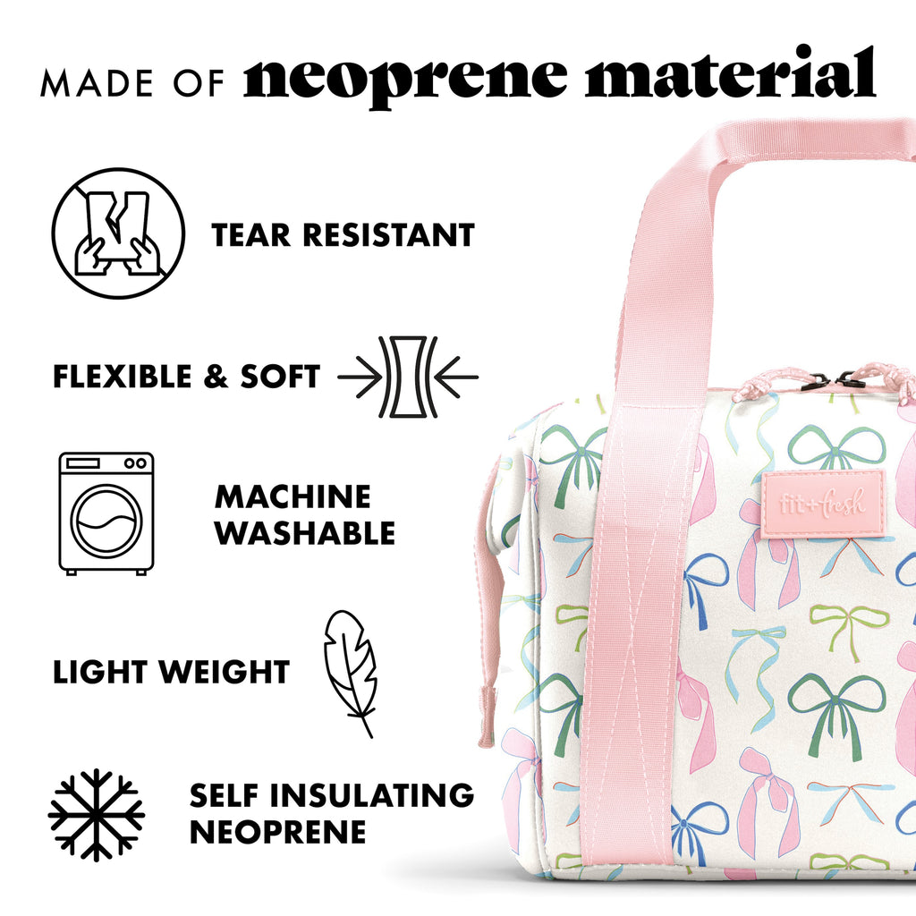 Remi Neoprene Lunch Bag with Lunch Kit, Dainty Bows