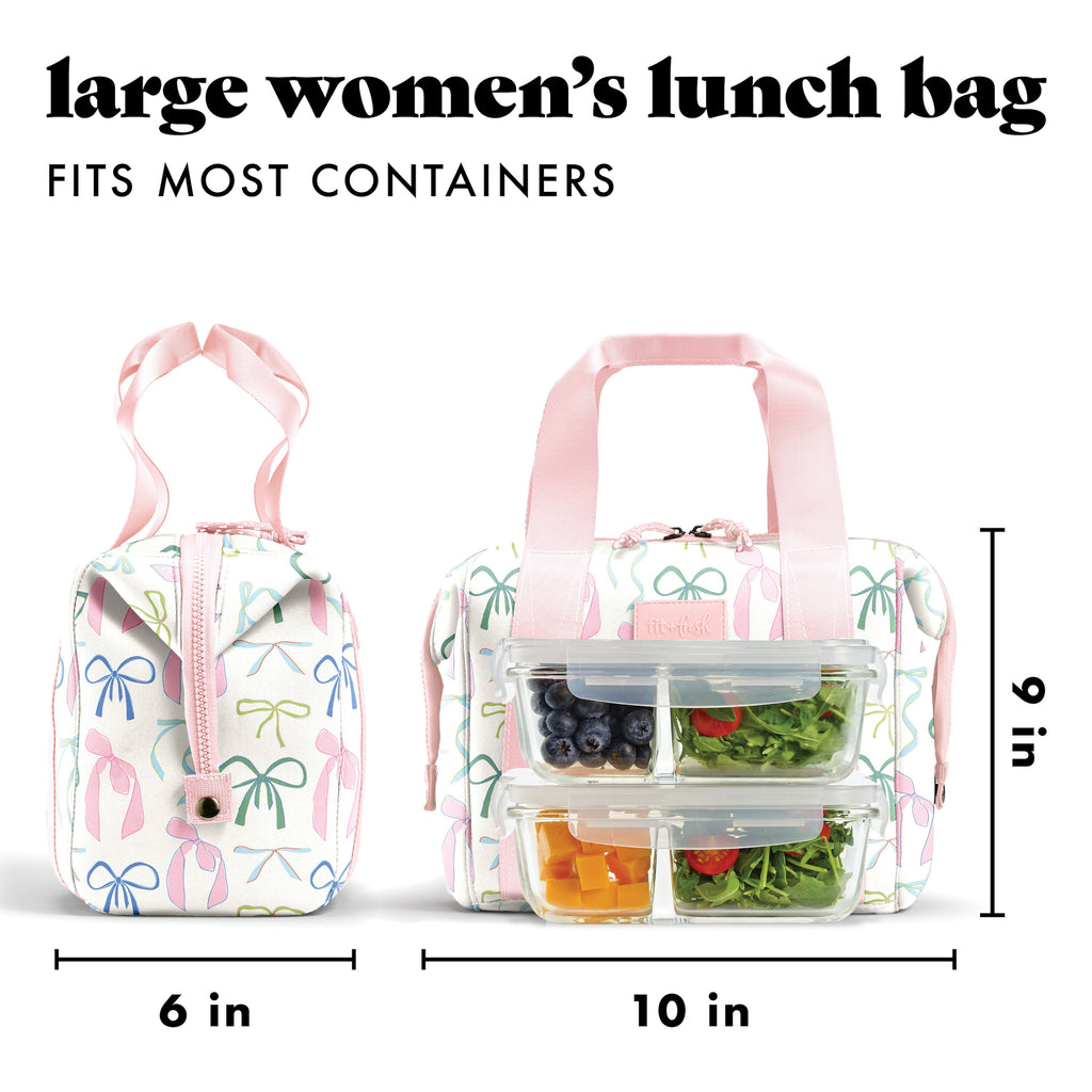 Remi Neoprene Lunch Bag with Lunch Kit, Dainty Bows