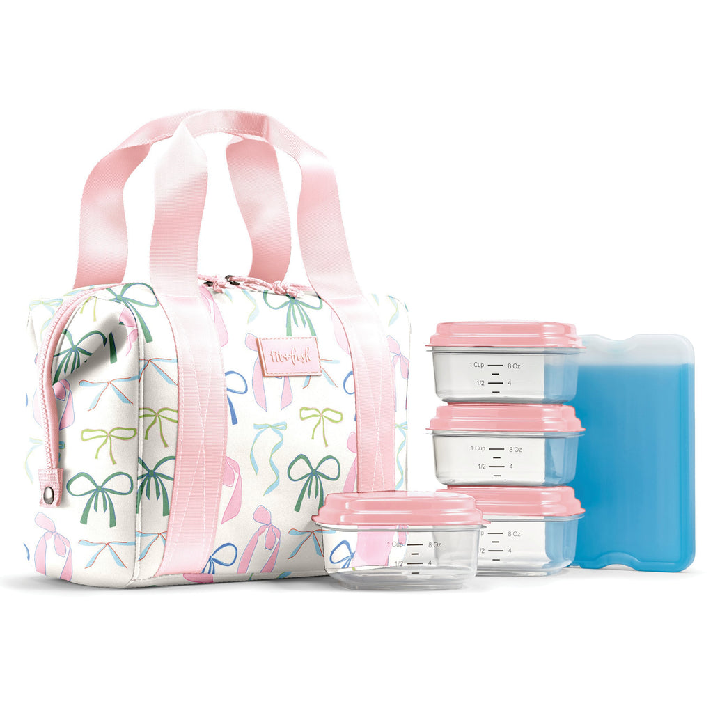 Remi Neoprene Lunch Bag with Lunch Kit, Dainty Bows