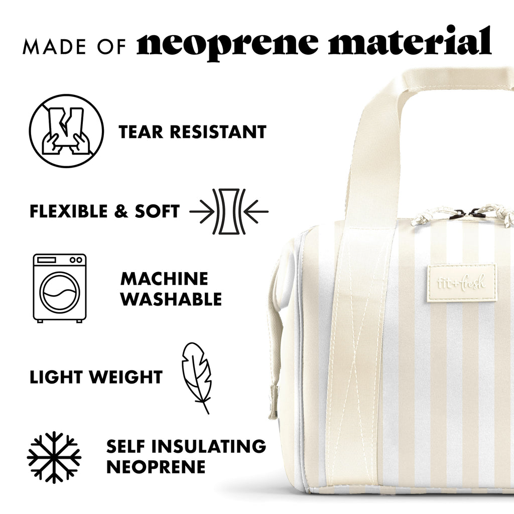 Remi Neoprene Lunch Bag with Lunch Kit, Ivory Stripe