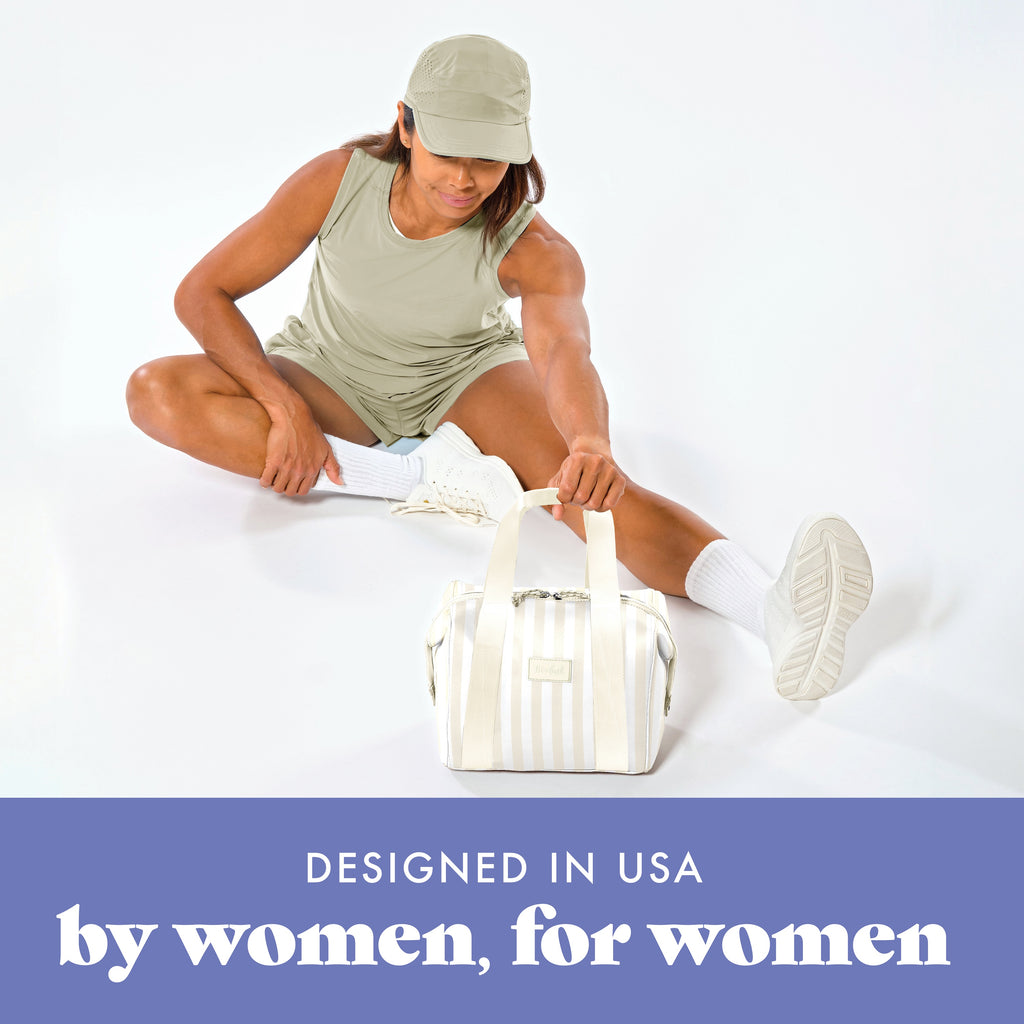 Remi Neoprene Lunch Bag with Lunch Kit, Ivory Stripe