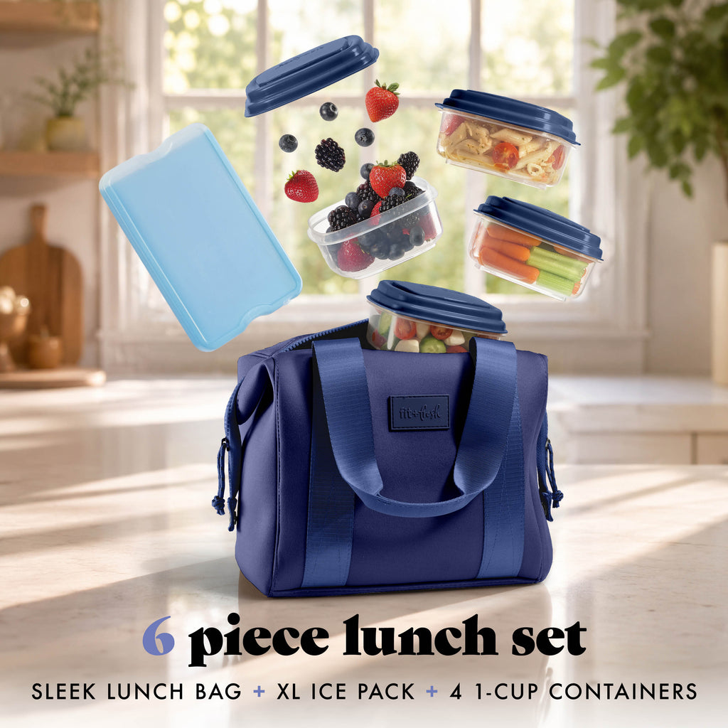 Remi Neoprene Lunch Bag with Lunch Kit, Navy