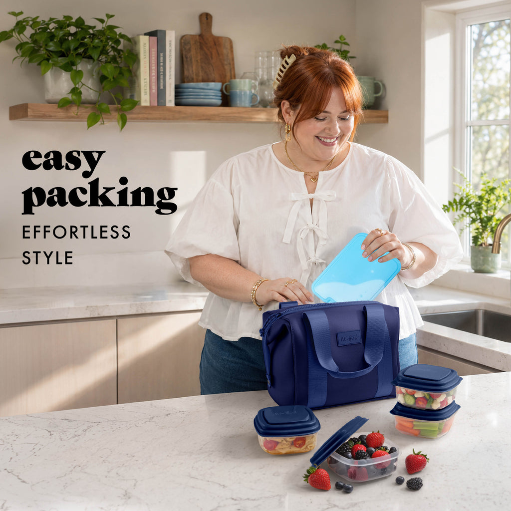 Remi Neoprene Lunch Bag with Lunch Kit, Navy