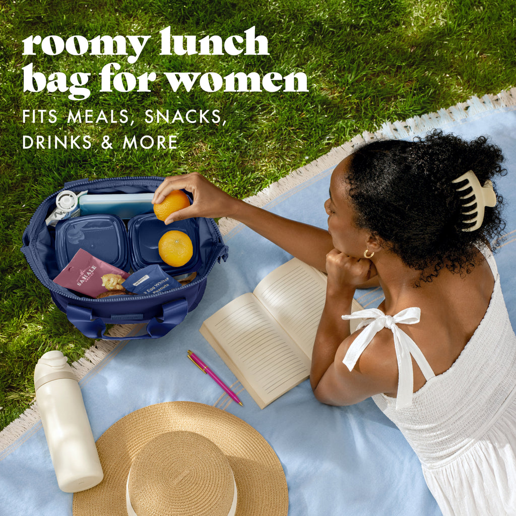Remi Neoprene Lunch Bag with Lunch Kit, Navy