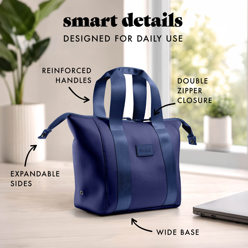 Remi Neoprene Lunch Bag with Lunch Kit, Navy
