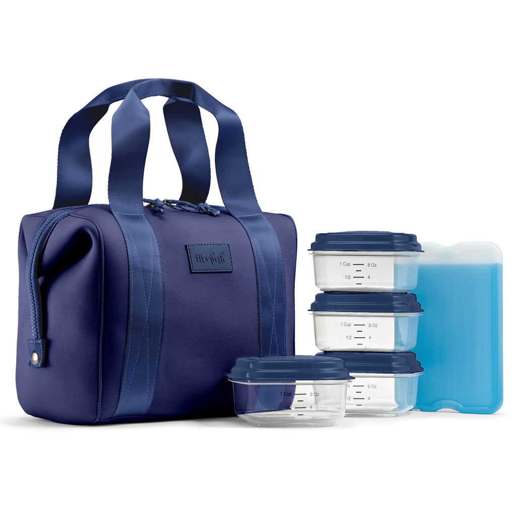 Remi Neoprene Lunch Bag with Lunch Kit, Navy