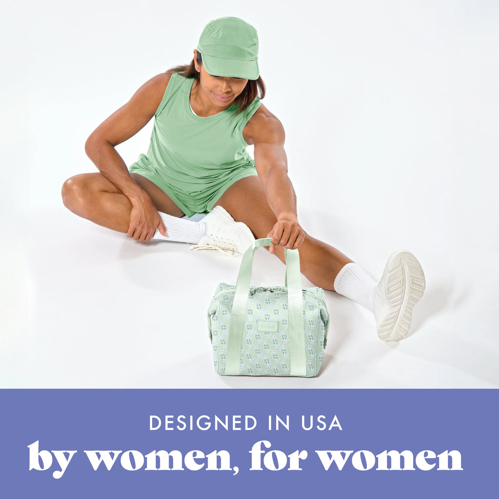 Remi Neoprene Lunch Bag with Lunch Kit, Sage Flower Block