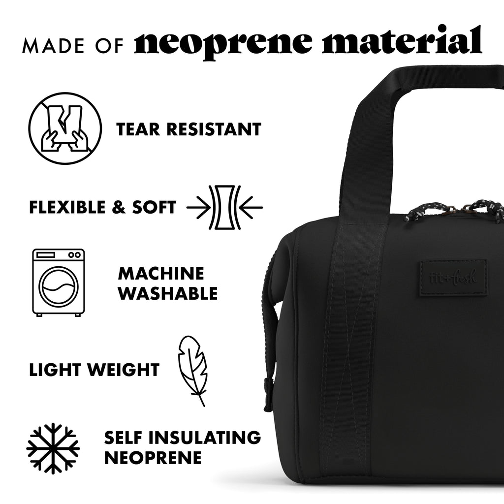 Remi Neoprene Lunch Bag with Lunch Kit, Black