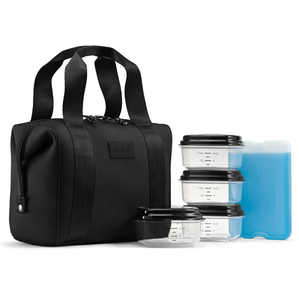 Remi Neoprene Lunch Bag with Lunch Kit, Black