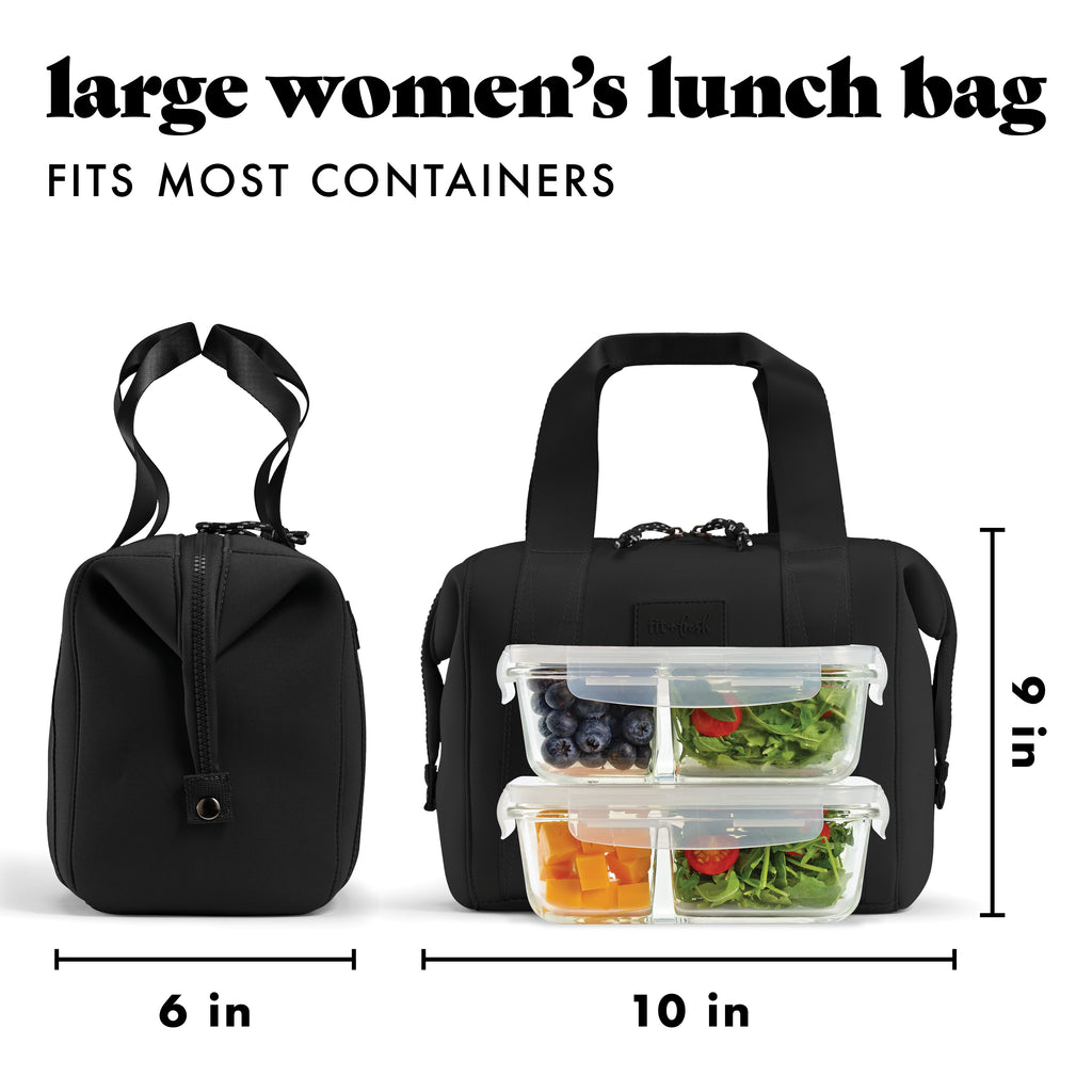 Remi Neoprene Lunch Bag with Lunch Kit, Black