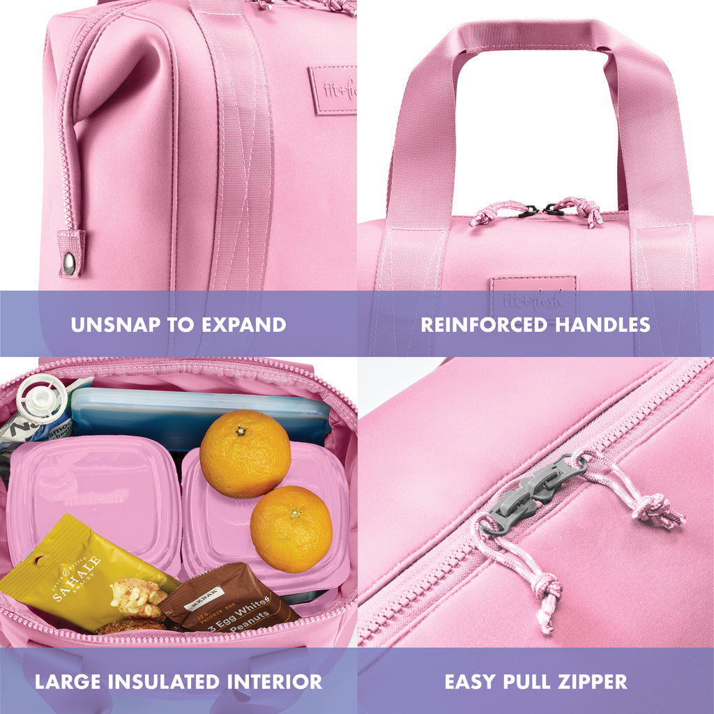 Remi Neoprene Lunch Bag with Lunch Kit, Pink