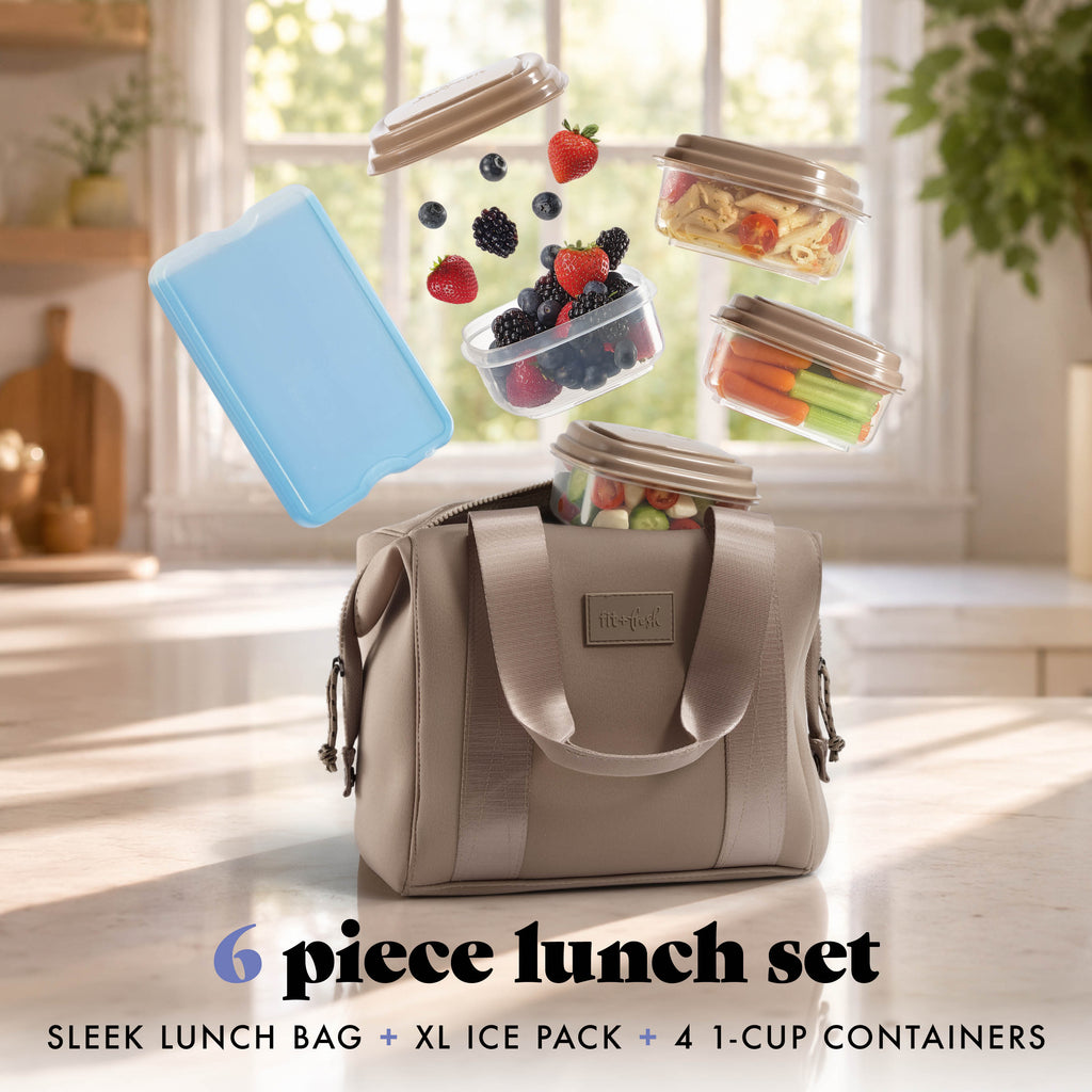 Remi Neoprene Lunch Bag with Lunch Kit, Taupe
