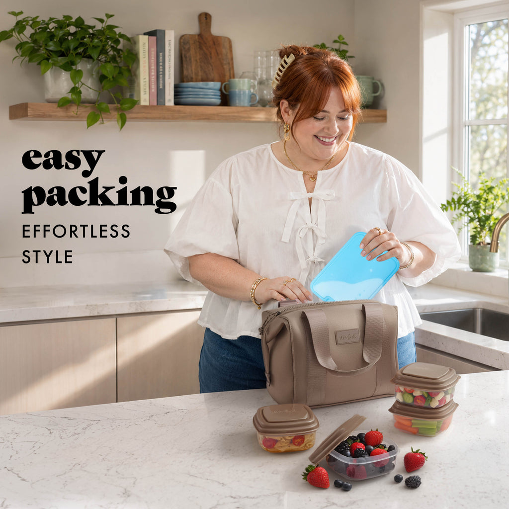 Remi Neoprene Lunch Bag with Lunch Kit, Taupe
