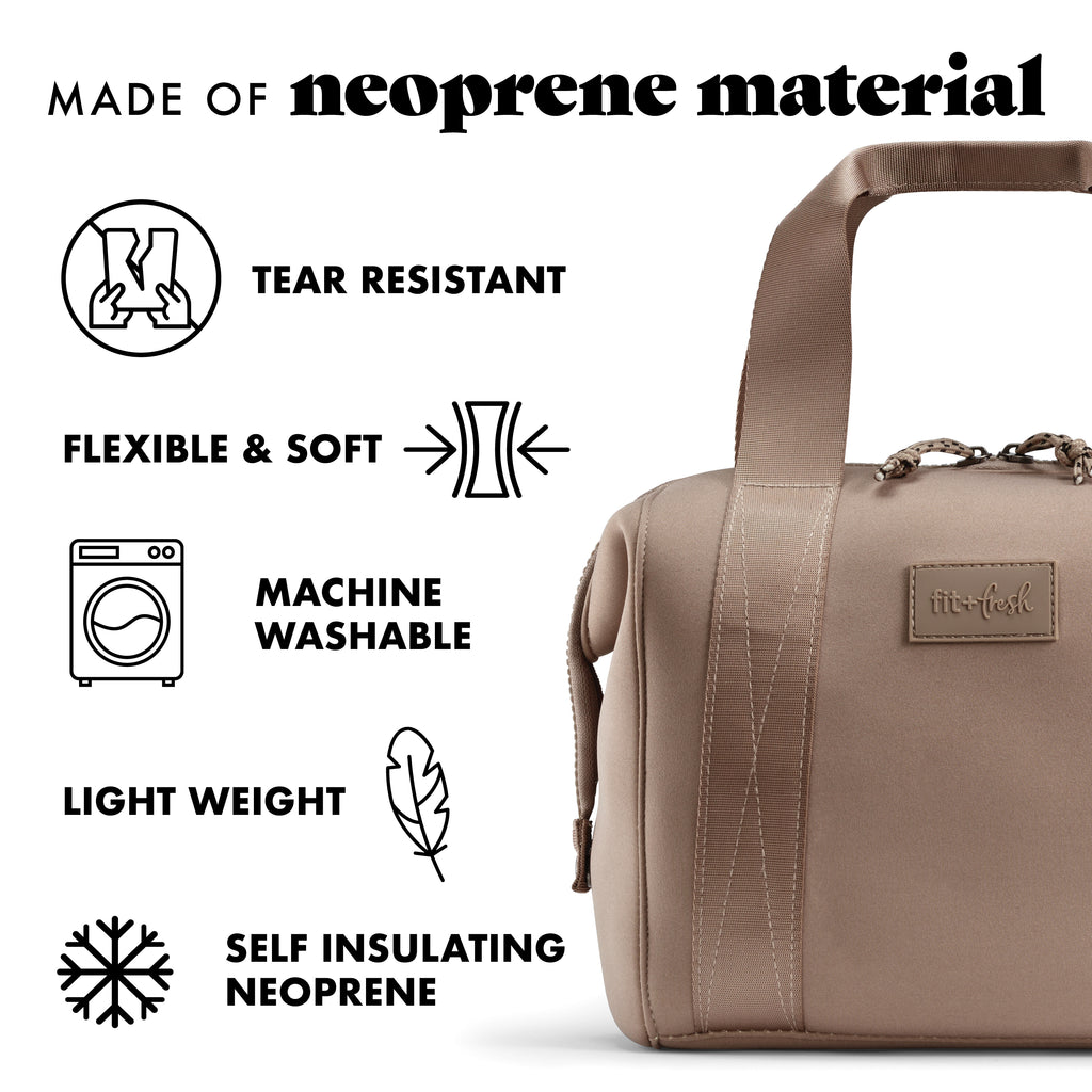 Remi Neoprene Lunch Bag with Lunch Kit, Taupe