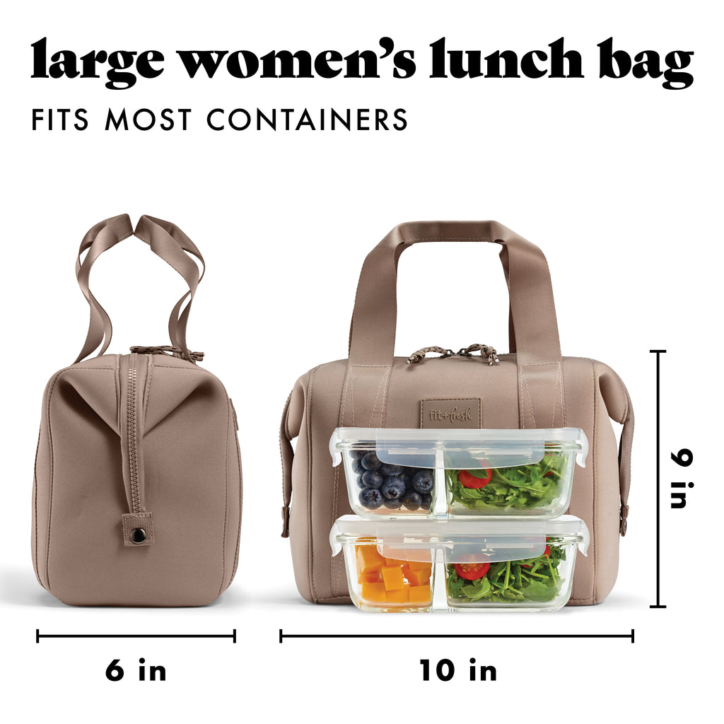 Remi Neoprene Lunch Bag with Lunch Kit, Taupe