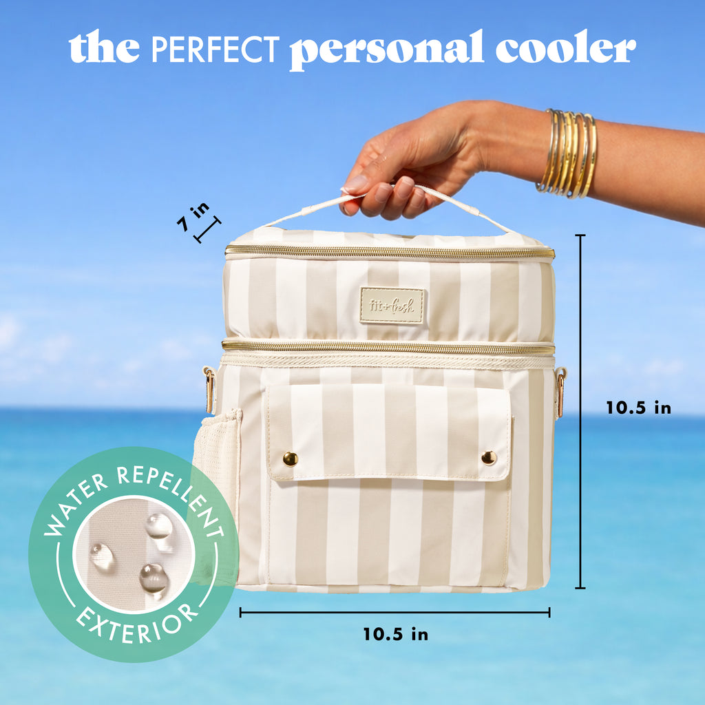Sidekick 15-Can Dual Compartment Cooler Bag, Pina Colada Cabana Stripe