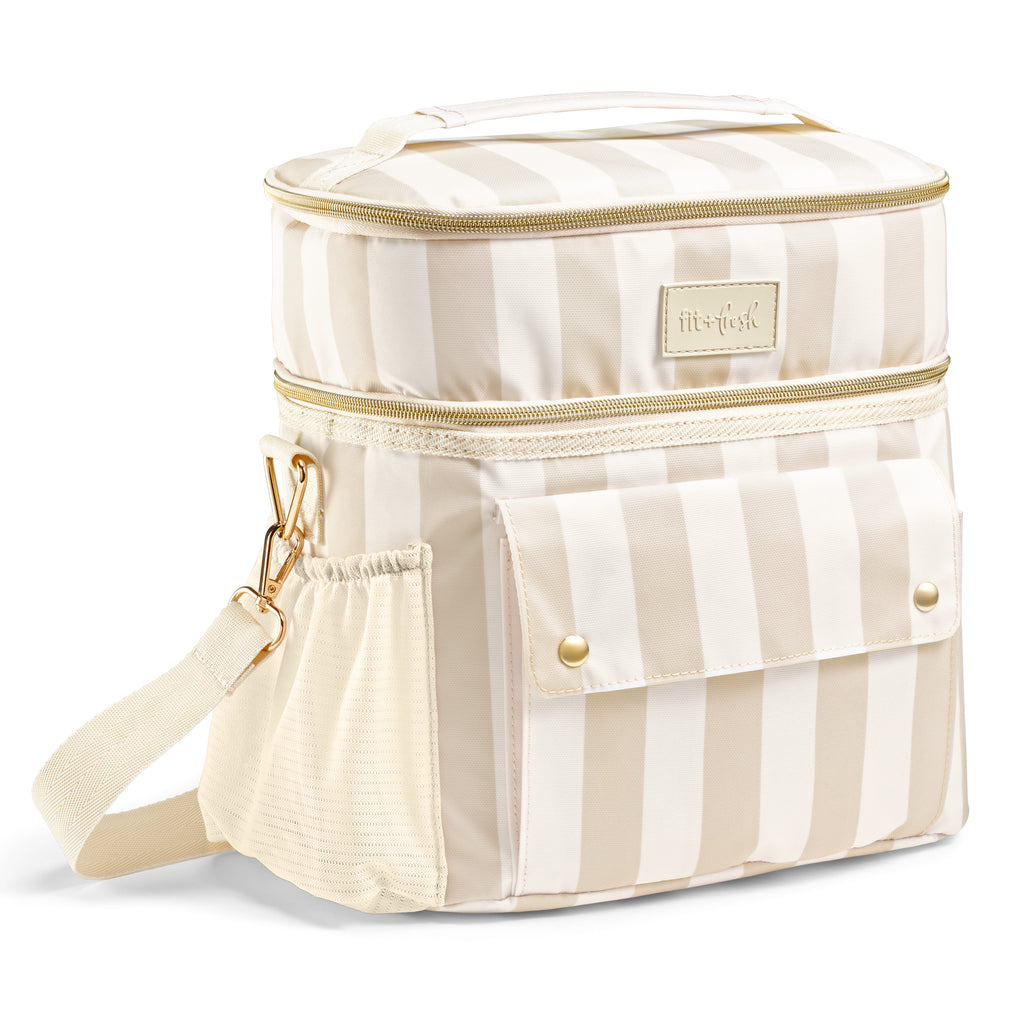 Sidekick 15-Can Dual Compartment Cooler Bag, Pina Colada Cabana Stripe