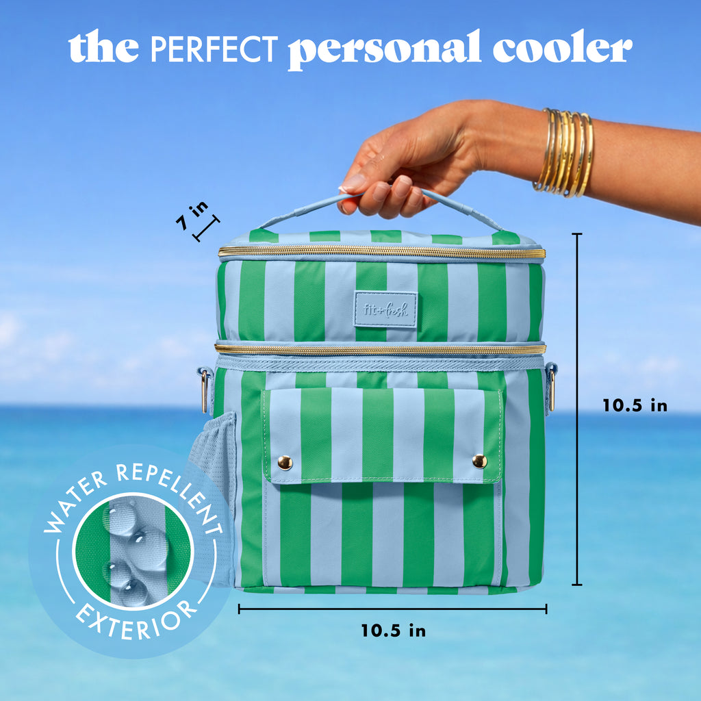 Sidekick 15-Can Dual Compartment Cooler Bag, Coastal Cabana Stripe