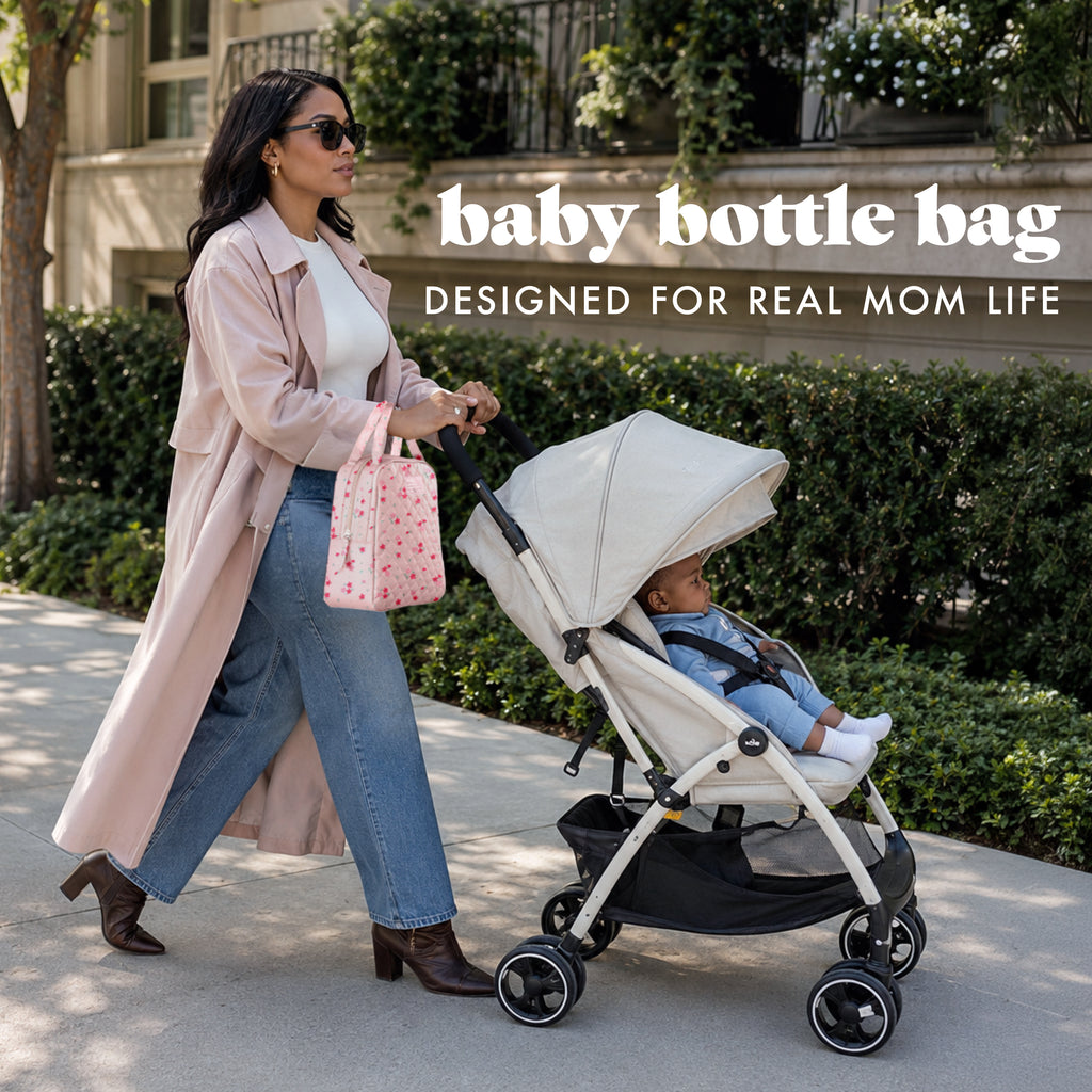 Bottle & Beyond Insulated Baby Bottle Cooler Bag, Pink Dainty Floral