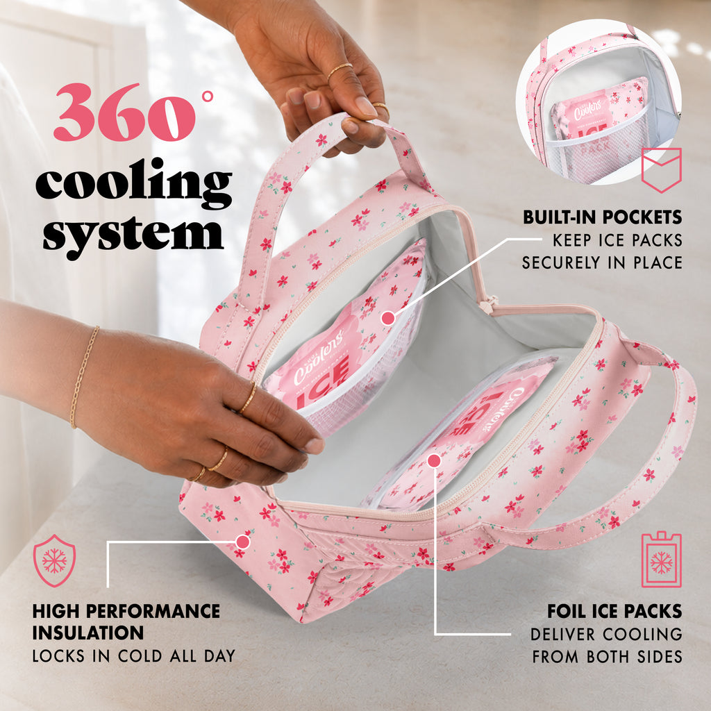 Bottle & Beyond Insulated Baby Bottle Cooler Bag, Pink Dainty Floral