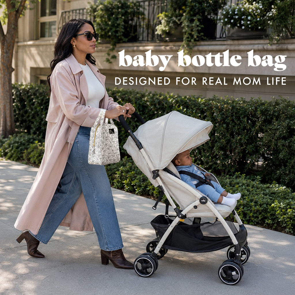 Bottle & Beyond Insulated Baby Bottle Cooler Bag, Sketched Bows