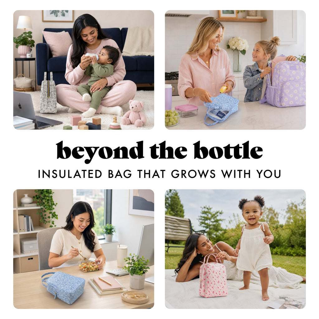 Bottle & Beyond Insulated Baby Bottle Cooler Bag, Cornflower Calico Flowers