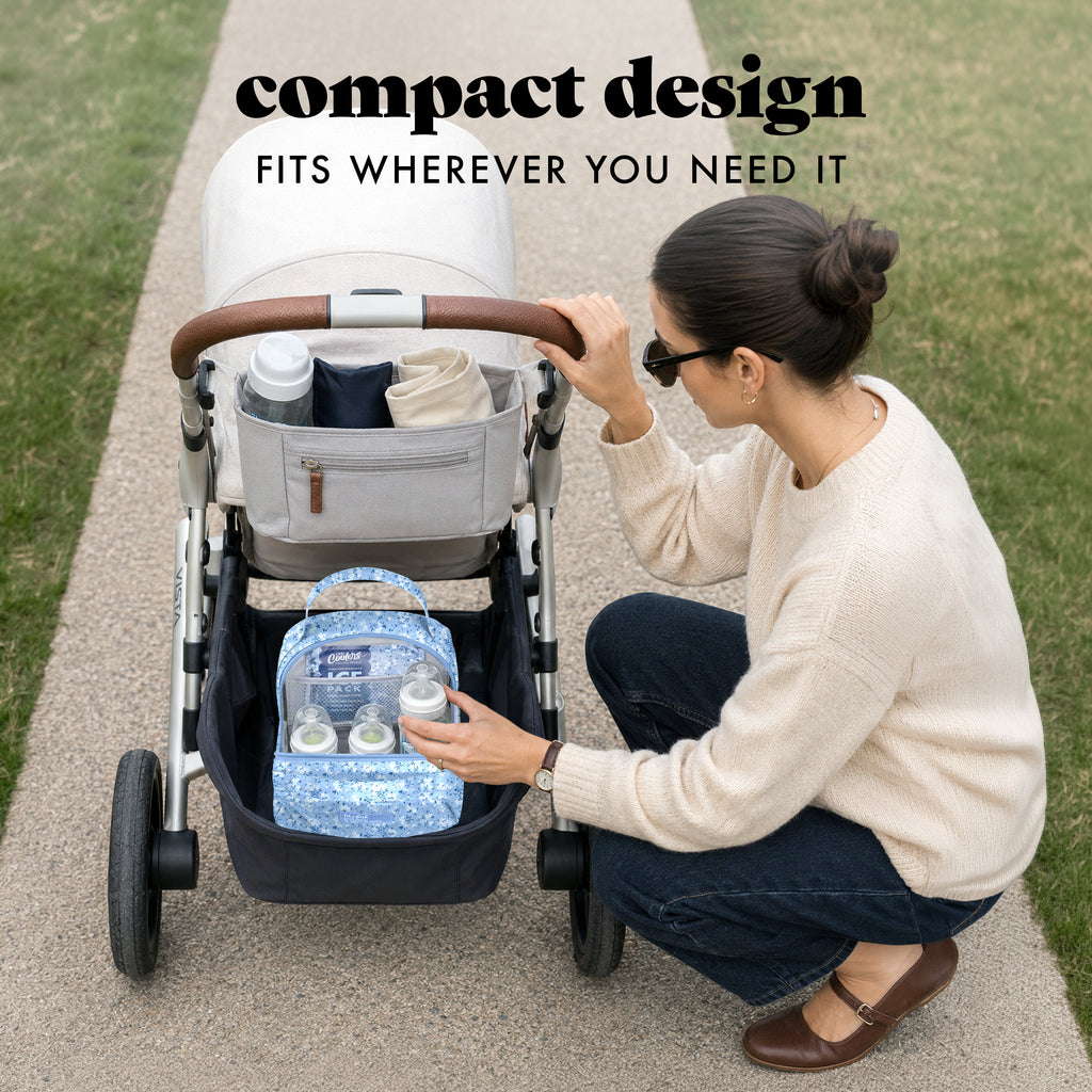 Bottle & Beyond Insulated Baby Bottle Cooler Bag, Cornflower Calico Flowers