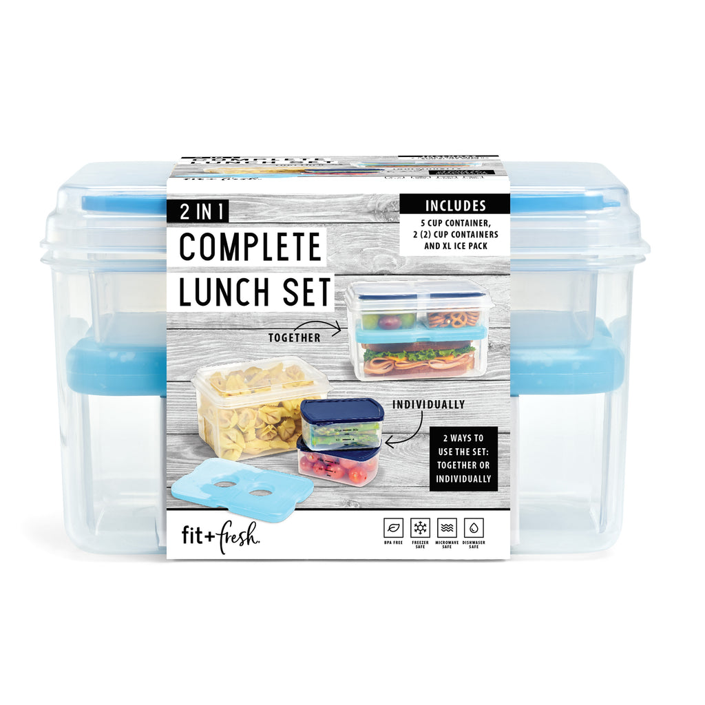  Fit & Fresh Kids' Healthy Lunch Set, 14-Piece Value Reusable Container  Set with Removable Ice Packs, Leak-Proof, BPA-Free, Portion Control :  Everything Else